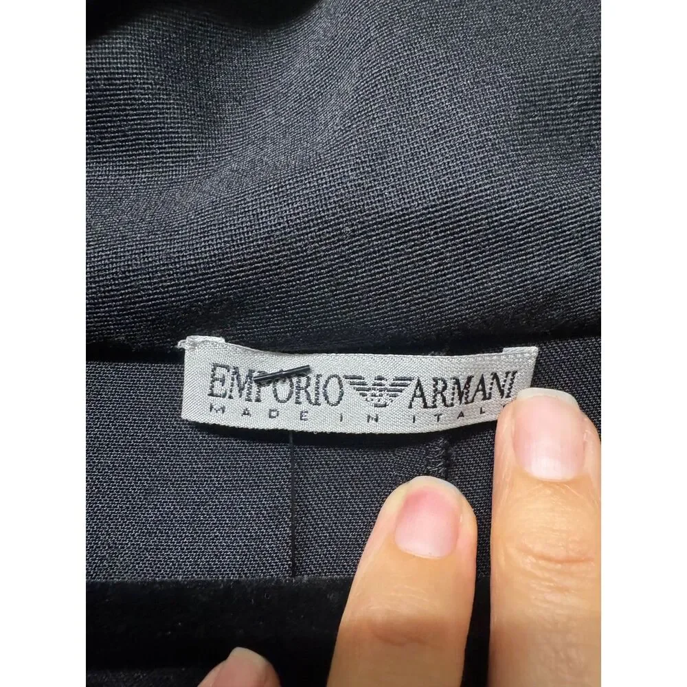 EMPORIO ARMANI 100% Wool Snap Front Lightweight Duster/Coat, Black, Sz 42/S